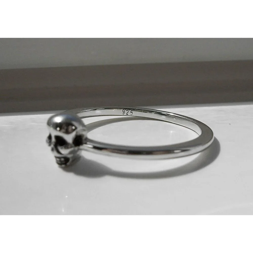 925 STERLING SILVER Dainty Phantom Skull Ring Goth Punk - Picture 9 of 14